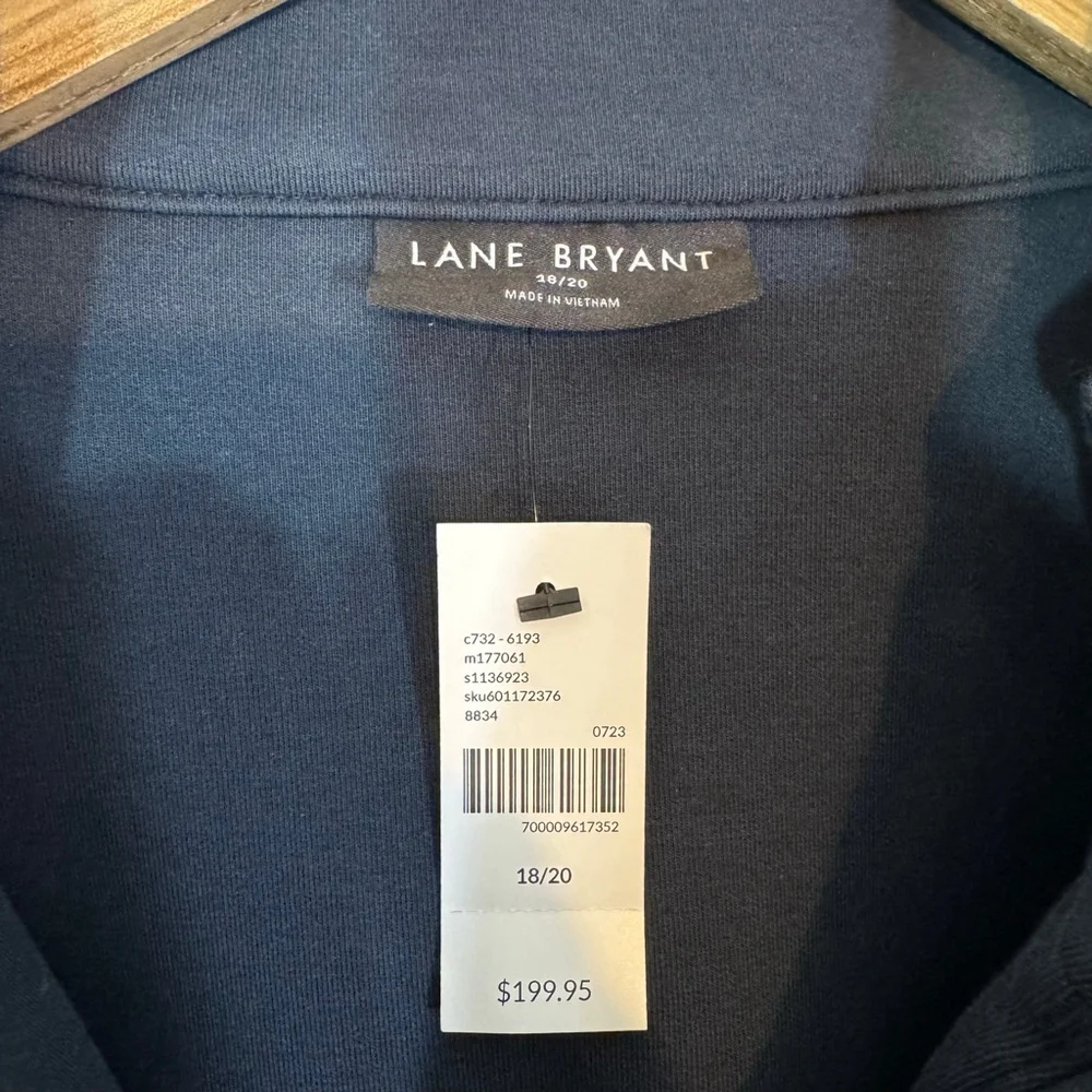 LANE BRYANT Scuba Long Jacket Navy Blue Hooded Coat NWT Size 18/20 MSRP $139 - Picture 8 of 8